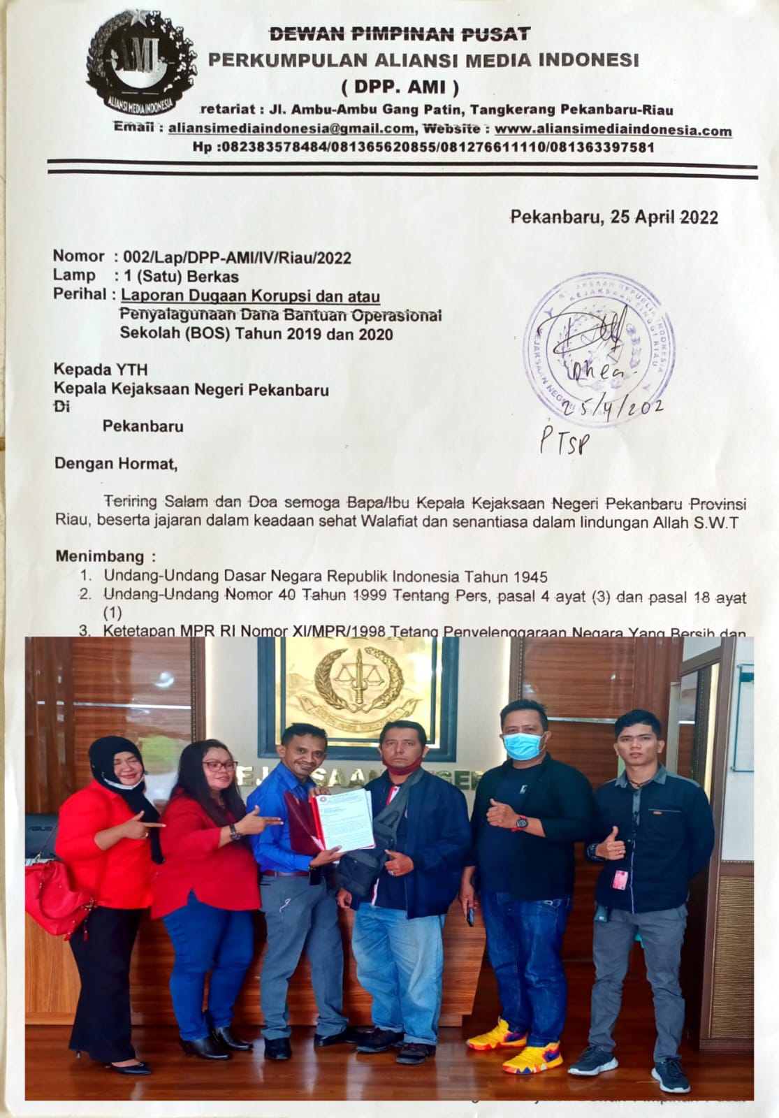 Kepala Dinas Pendidikan dan Lima Kepala Sekolah SD Negeri Pekanbaru,Resmi Dilaporkan ke Mapolda Riau dan Kejari Pekanbaru