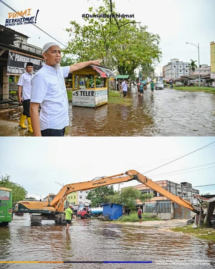 Intensitas Hujan Yang Begitu Tinggi Mengakibatkan Sejumlah Titik di Kota Dumai Dilanda Banjir