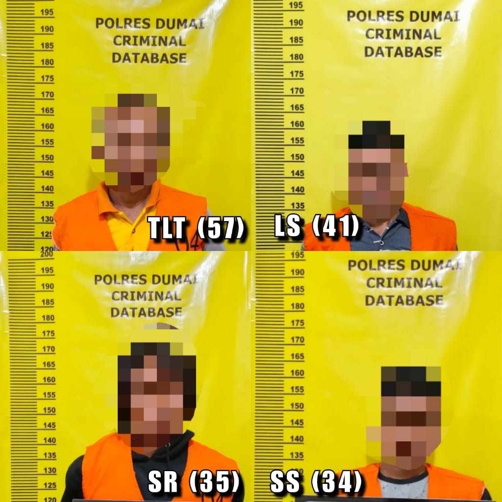 4 Pelaku Tindak Pidana Perjudian Jenis Mesin Ikan Dan Burung Merak Di Amankan Tim Opsnal Unit Reskrim Polsek Bukit Kapur Beserta Jajaran Polres Dumai