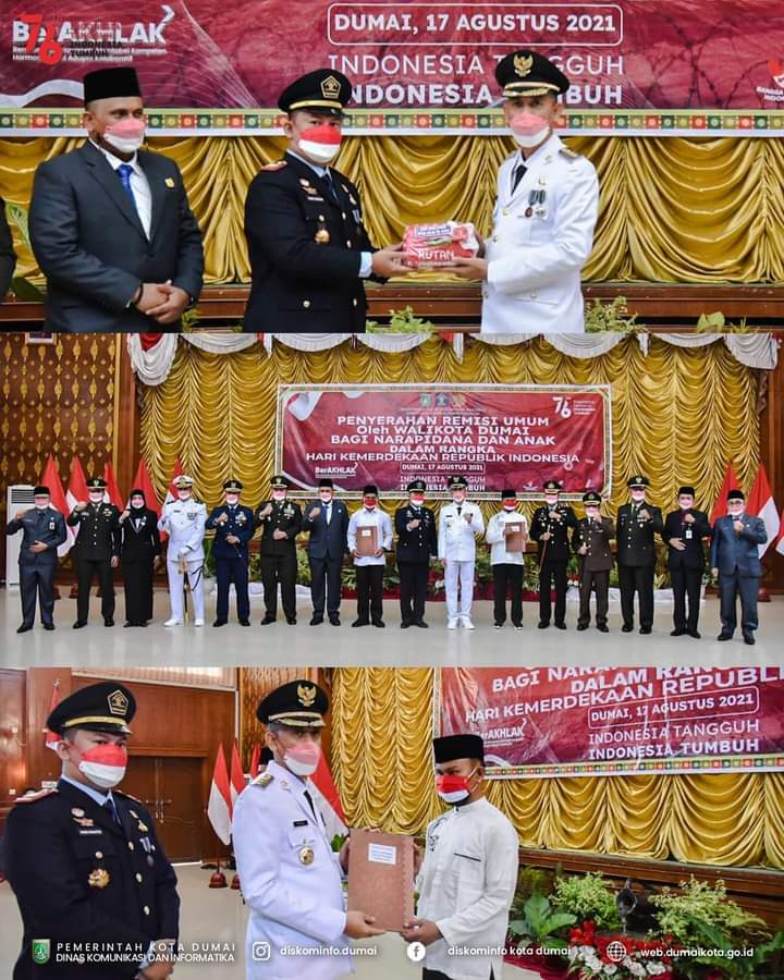 HUT RI Ke-76,Secara Simbolis Walikota Dumai Berikan Remisi Kepada 393 Narapidana