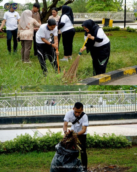 Rutan Dumai Gelar Bakti Sosial Bersih-Bersih Fasilitas Umum di Taman Bukit Gelanggang