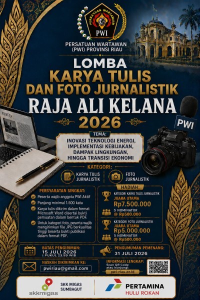 Penutupan Lomba Karya Tulis dan Foto Jurnalistik Raja Ali Kelana 2026 Tinggal Beberapa Hari Lagi