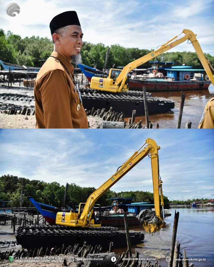 Walikota Dumai Saksikan Pengerahan Perdana Excavator Amphibi Milik Kota Dumai