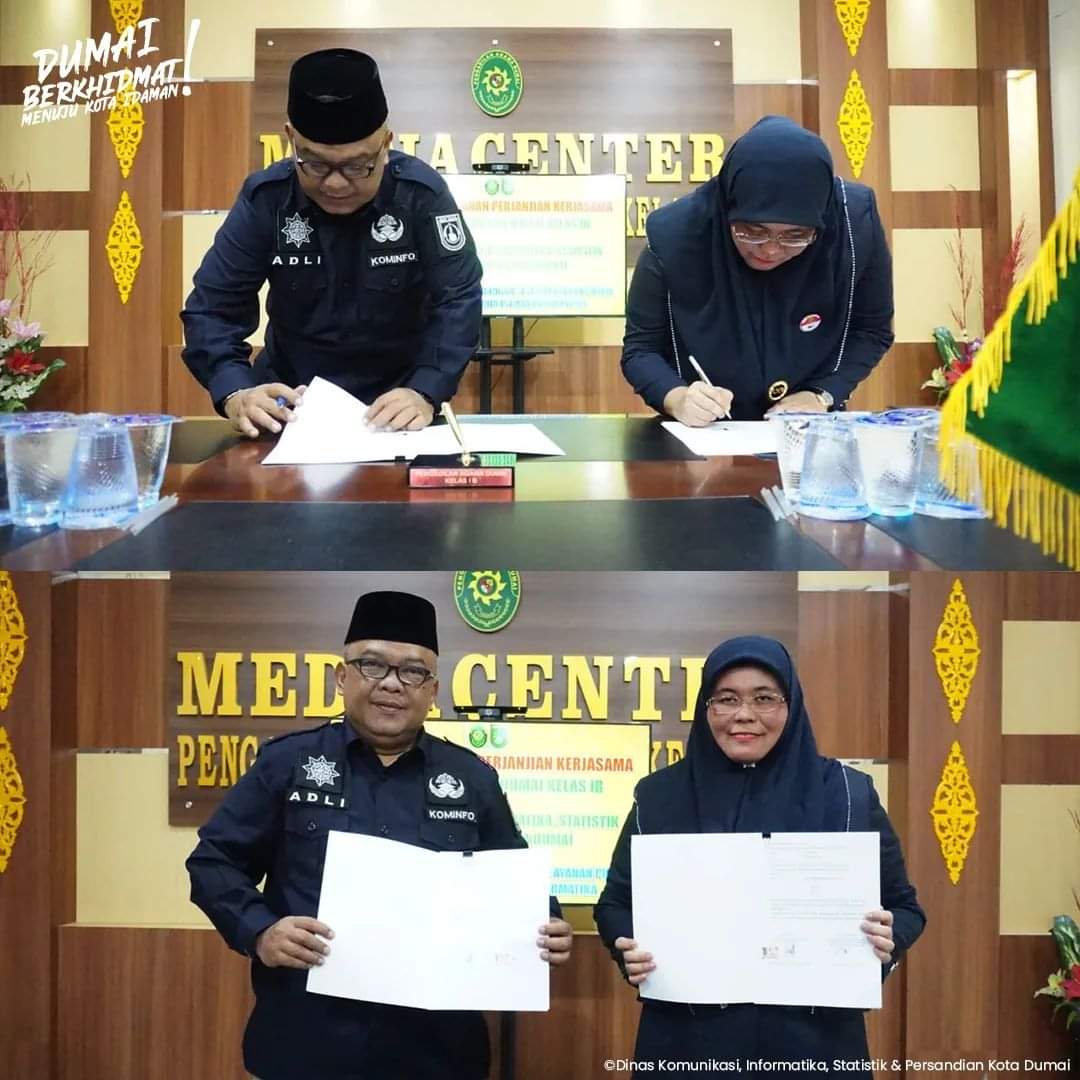 Pengadilan Agama (PA) Dumai Sepakat Melakukan Kerjasama Dengan Dinas Komunikasi, Informatika, Statistik, dan Persandian (Diskominfotiksan) Kota Dumai.