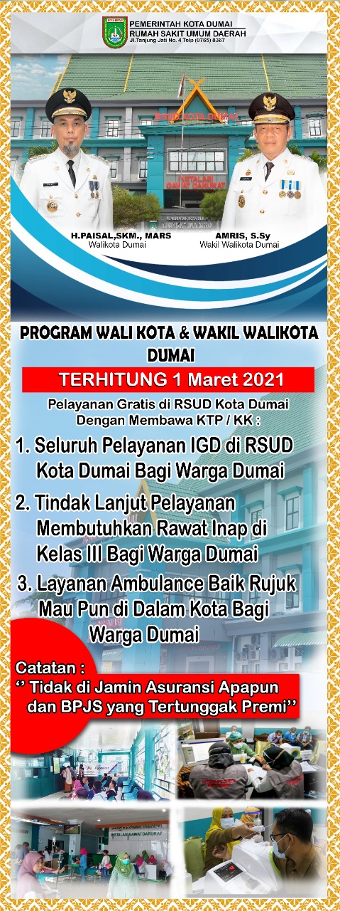 Terhitung 1 Maret 2021, Pelayanan Berobat Gratis di RSUD Dumai