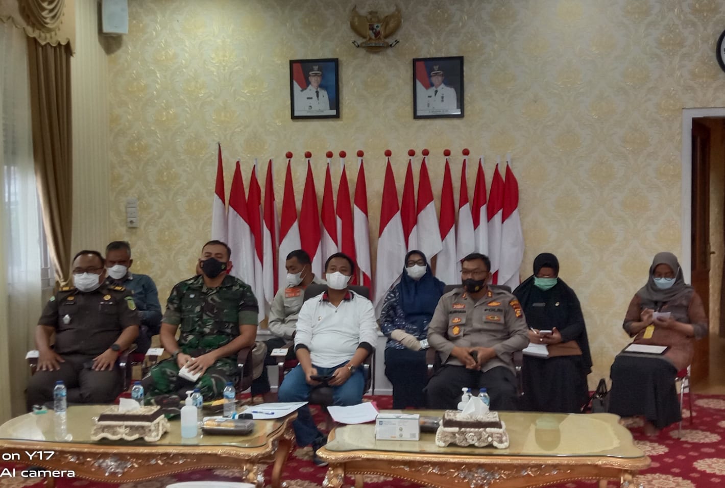 Wabup Rohil dan Forkopimda Ikuti Rapat Koordinasi Perkembangan Covid 19 Secara Virtual se Provinsi Riau 