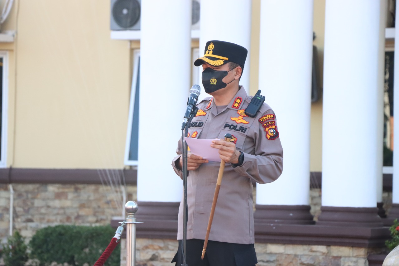 Kapolres Dumai AKBP Mohammad Kholid, S.I.K Pimpinan Upacara Laporan Kenaikan Pangkat Polri Periode 01 Juli 2022