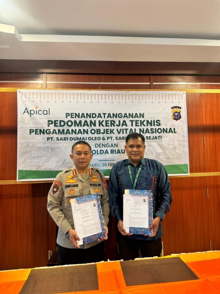 Perkuat Keamanan Obvitnas, Apical dan Polda Riau Tandatangani Pedoman Kerja Teknis 2025