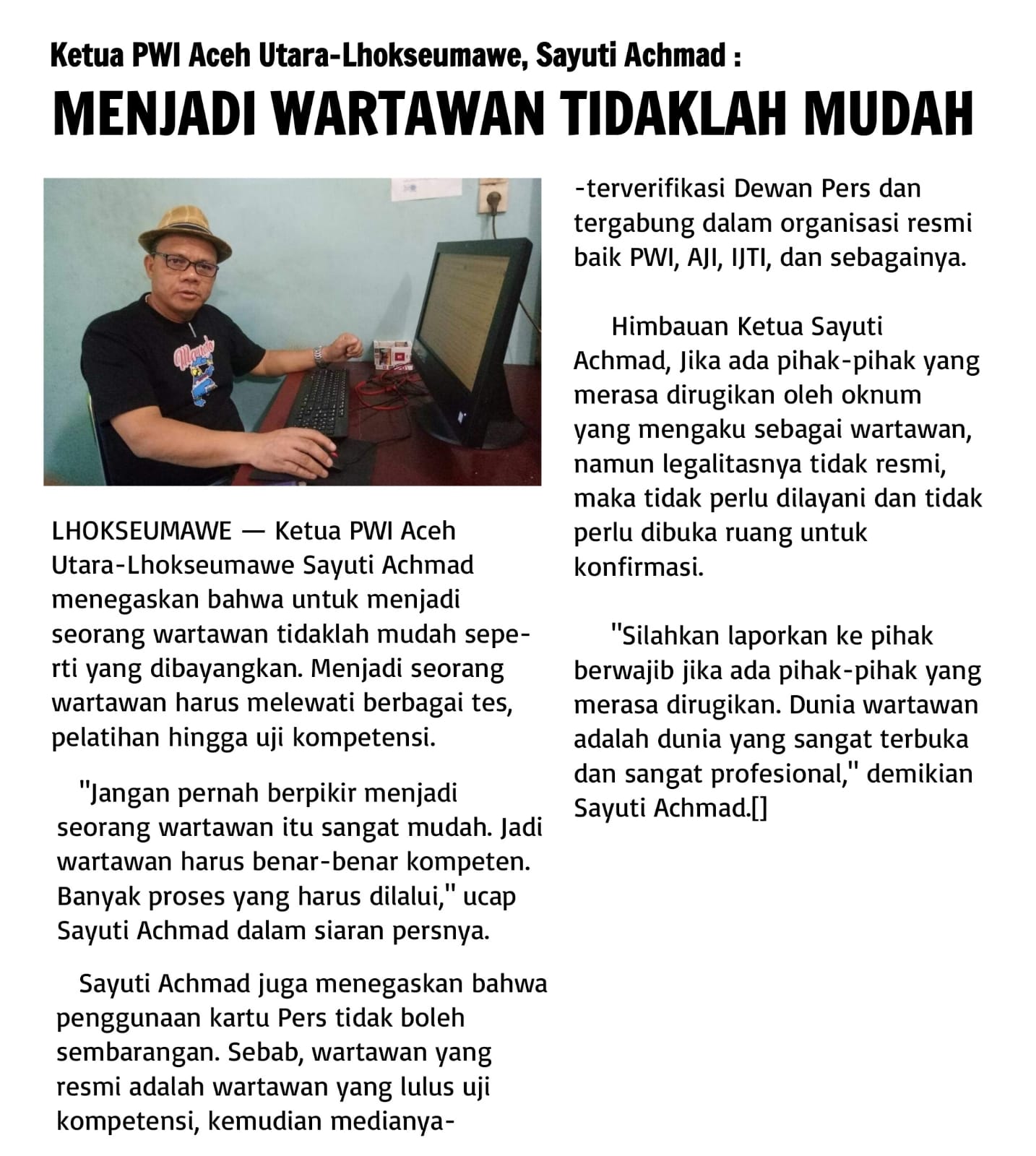 Benarkah Sayuti Achmad Diduga Pembohong dan Diam, Saat Dikonfirmasi?