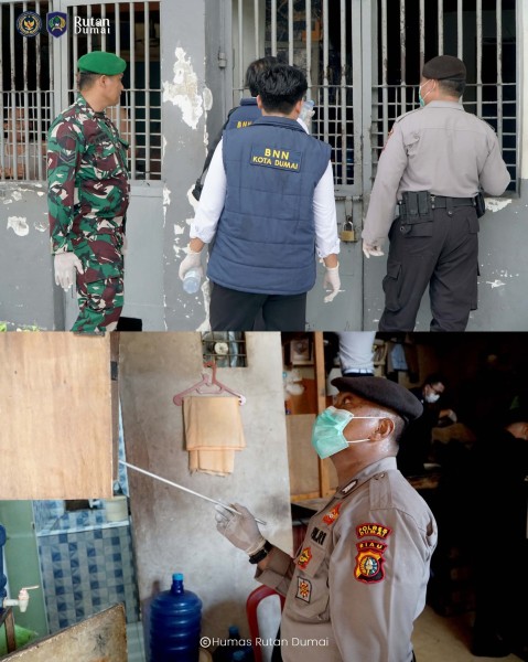 Gandeng APH, Rutan Dumai Gelar Razia Blok Hunian dan Tes Urin Pegawai dan Warga Binaan