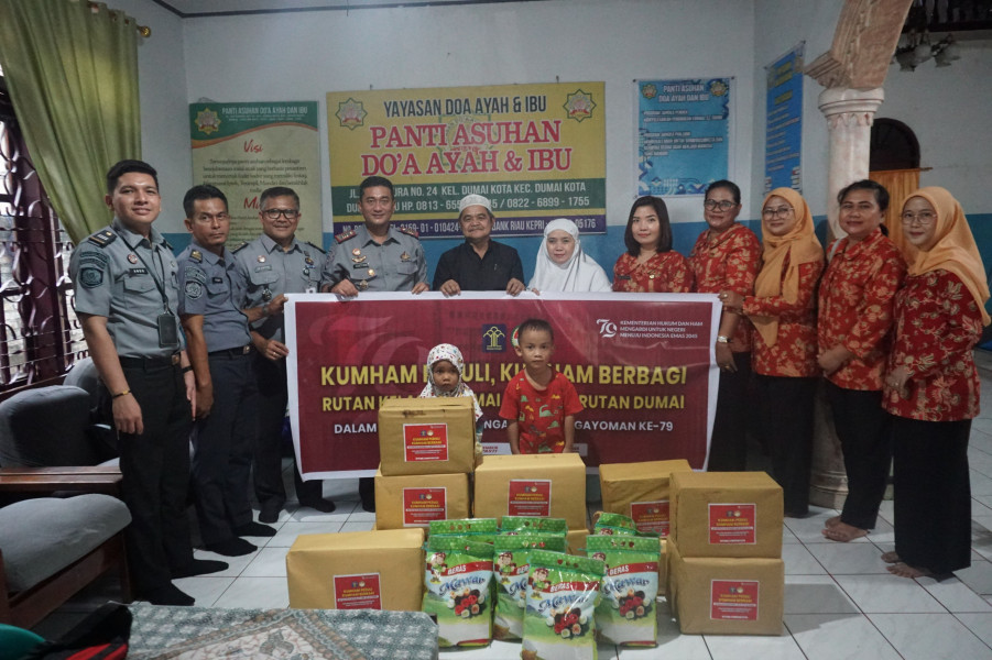 Semarak Hari Pengayoman Ke-79, Rutan Dumai Berikan Santunan Pada Panti Asuhan