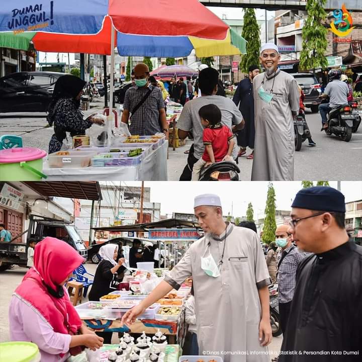Wali Kota Dumai, H. Paisal, SKM, MARS Memborong Sejumlah Takjil Yang Digelar Pedagang di Jalan Pangeran Diponegoro atau Sukajadi