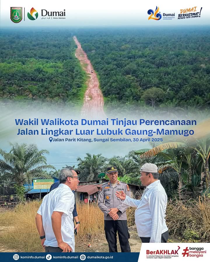 Wakil Walikota Dumai melakukan peninjauan langsung pembangunan jalan lingkar parit kitang