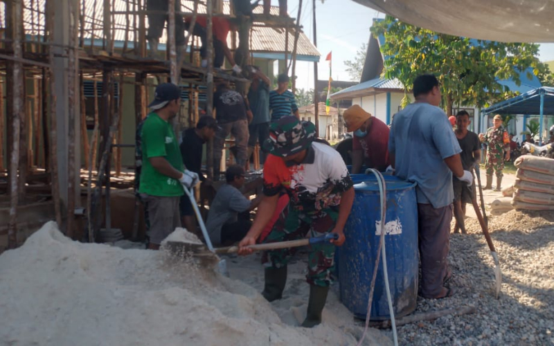 Jelang Penutupan Program TMMD ke -124, Suasana Kebersamaan dan Gotong Royong Semakin Terlihat