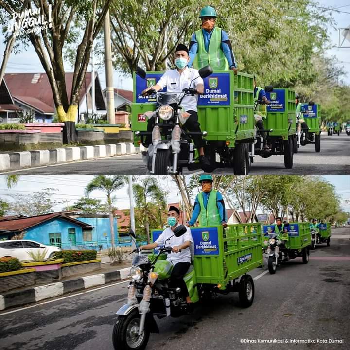 Wali Kota Dumai, H. Paisal, SKM, MARS Pimpin Apel Dalam Rangka Launching Sekaligus Pelepasan Kendaraan Khidmat Kebersihan Kecamatan Dumai Kota