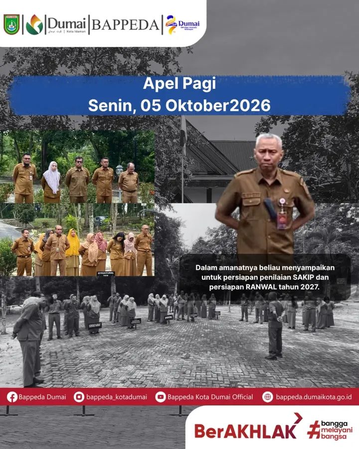 Badan Perencanaan Pembangunan Daerah Bappeda Kota Dumai Melaksanakan Apel Pagi.