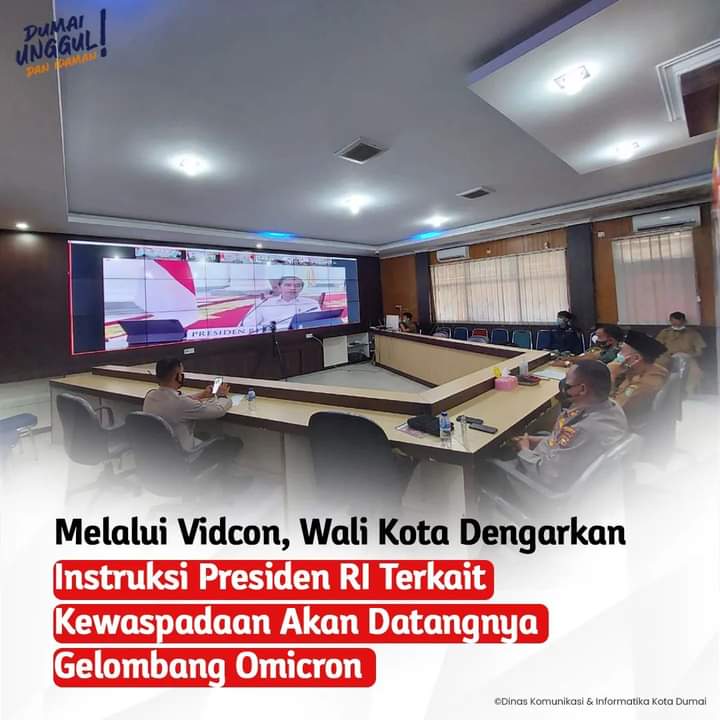 Walikota Dumai H. Paisal Mengikuti Rapat Koordinasi Dengan Presiden Republik Indonesia Melalui Video Confrence Yang Bertempat di Command Centre Diskominfo