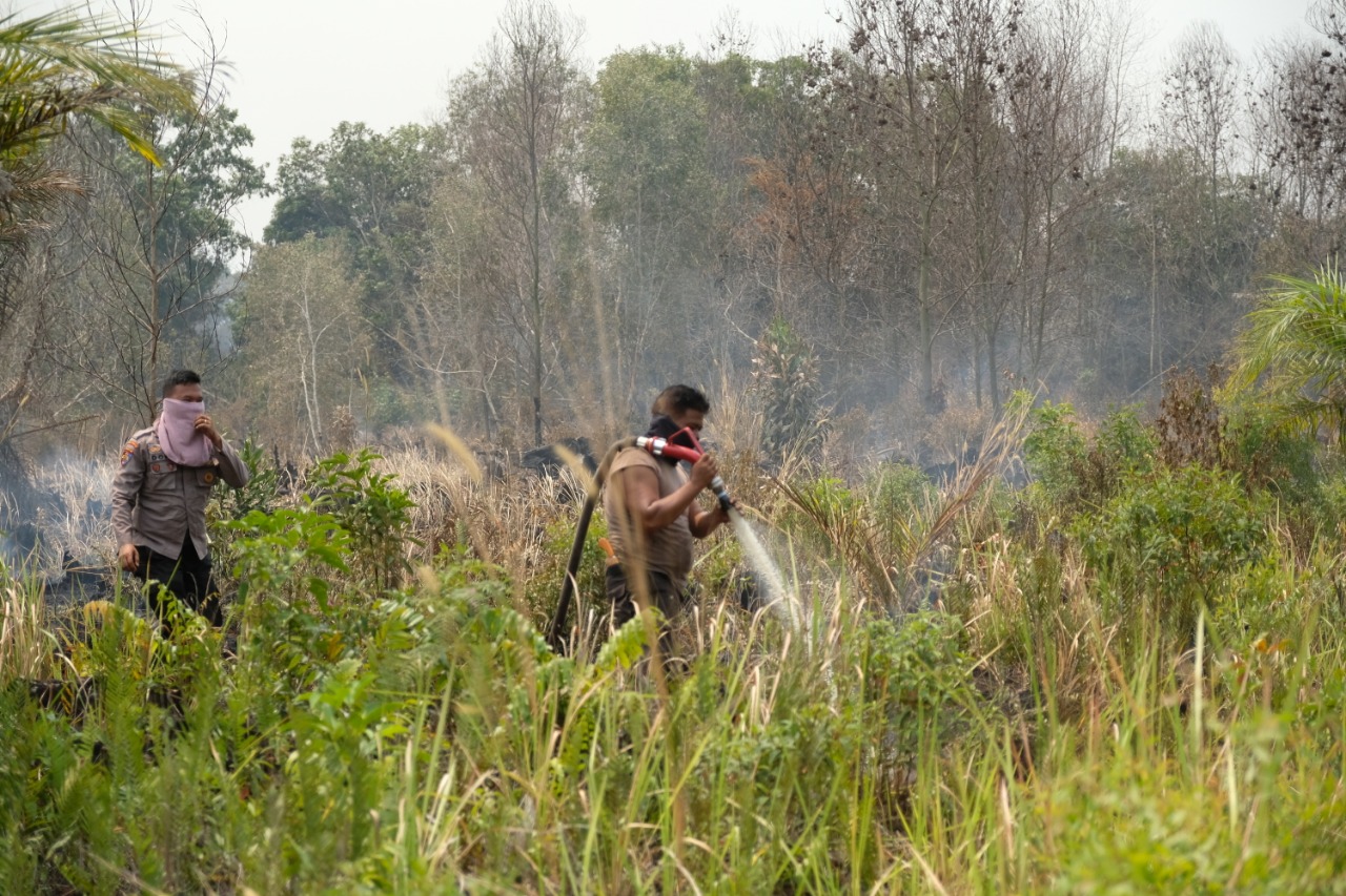 Wakapolda Riau Brigjen Pol Drs.Tabana Bangun S.H,M.Si Laksanakan Patroli Udara Pengecekan Lokasi Kebakaran Lahan dan Hutan Kota Dumai