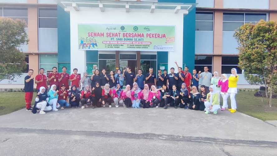 Apical Dumai Melaksanakan Senam Sehat Bersama Pekerja Peringati Bulan K3 
