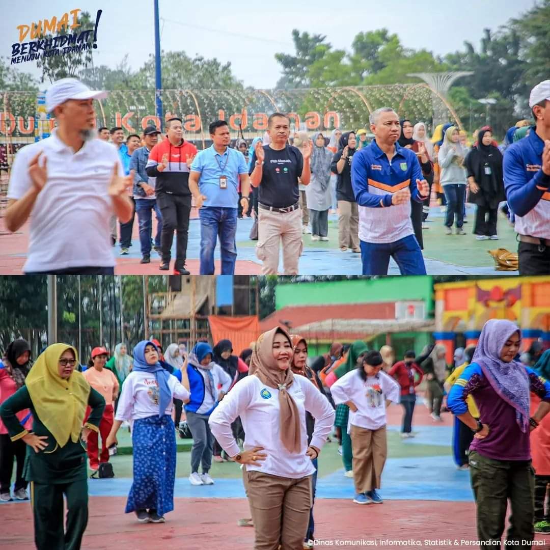 Wali Kota Dumai H. Paisal Melaksanakan Senam Pagi Serta Gotong Royong (Goro) Bersama Aparatur Sipil Negara (ASN)